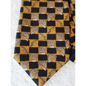 Vintage 90s Structure Geometric Architecture Tools Tie Silk Made in Italy Wow